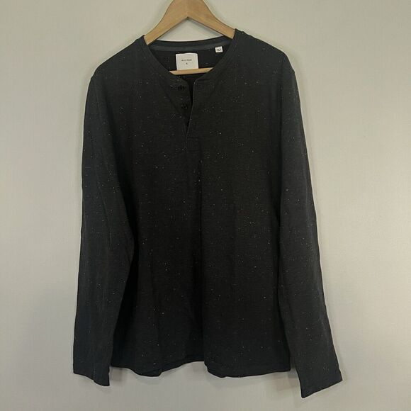 Billy Reid Speckled Charcoal Terry Henley Shirt XL - Picture 2 of 6